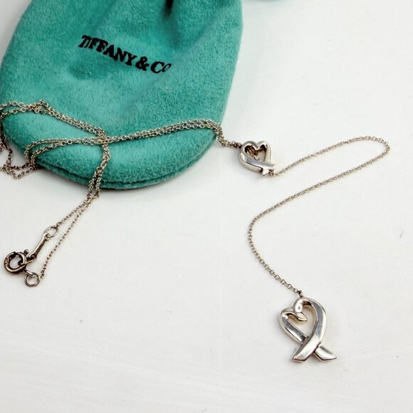 Vintage Tiffany & Co Paloma Picasso Loving Heart Drop Necklace JR1366